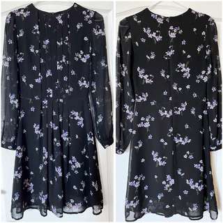 1. Черное шифоновое платье. Размер XS, длина 94см. 500 динар