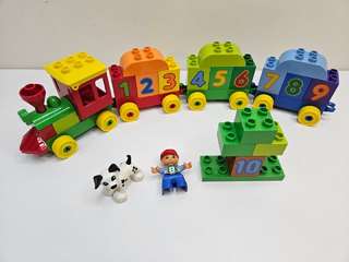 Оригинальные обучающие наборы Lego Duplo по теме поезда и цифры / фрукты