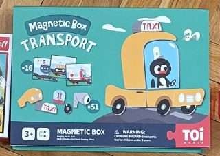 Магнитная игра TOI Magnetic Box «Транспорт», 3+. Внутри 16 карточек-образцов и