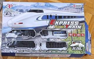 Железная дорога Express Train, 33 детали (JHX9903). Скоростной поезд со светом