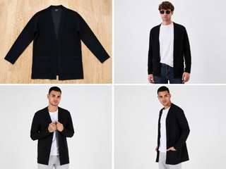 COLIN’S, мужской чёрный кардиган с карманами Regular Fit, модель CL1050968, Ра