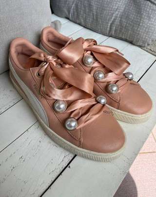 Кеды Puma из натуральной кожи, с кожаным задником, размер 39, обувала в помеще