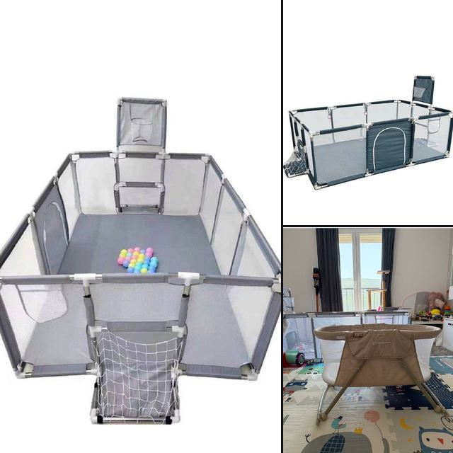 Большой детский игровой напольный манеж размером 180 × 122 × 65/230 (с воротам