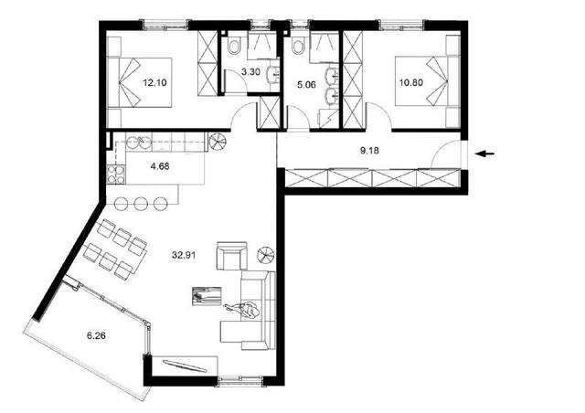 🏠 Квартира с 2 спальнями · Бечичи · €233 750 — фото 6 из 10